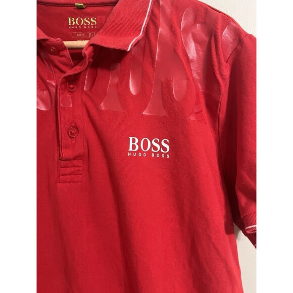 Hugo boss red polos for men slimfit T-shirt size L - Picture 2 of 11
